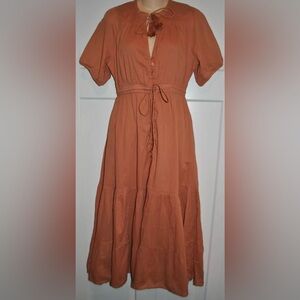 ELAN Short Sleeve Button Up Maxi Dress Sandstone size S NWT $98